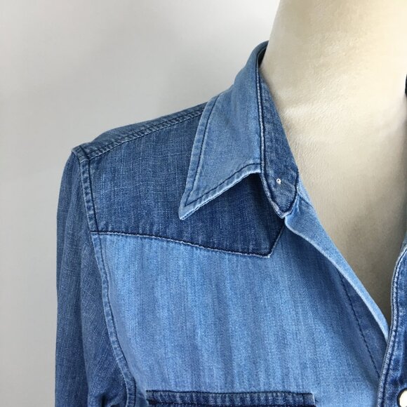 MOTHER Snap Button ALL My EX'S Picking Up The Piece Long Sleeve Chambray Shirt - Picture 6 of 16